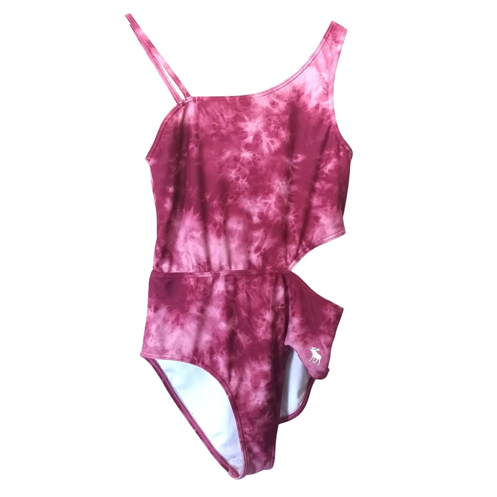 Abercrombie Kids Pink Tie Dye One Piece Swimsuit Cutout One Shoulder Size 11/12